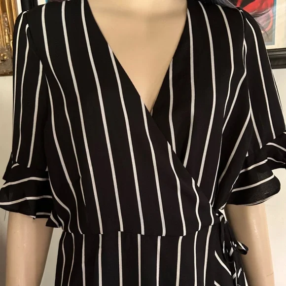 Die With Your Boots On - Davi & Dani Pinstripe Skort Romper - Picture 2 of 12